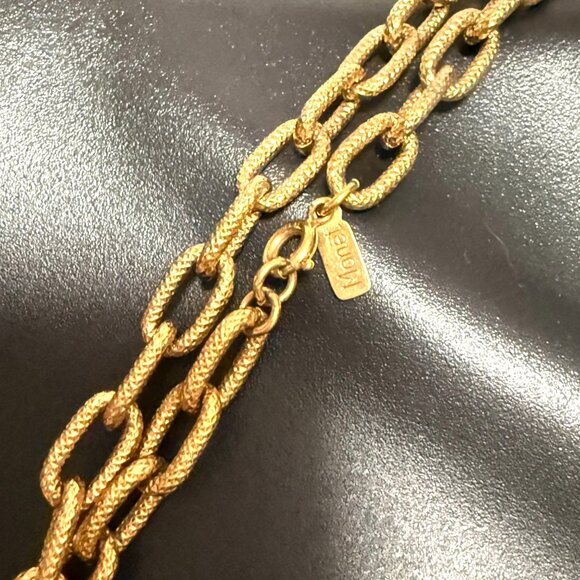 Vintage Monet Signed Textured Gold Super Long Chain Necklace Wrap Opera Length - Picture 3 of 12